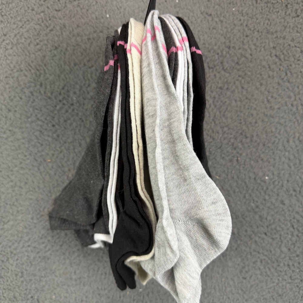 Womens Crew Socks 10 Pair Pack Multi Color Black Grey White Size 8-14